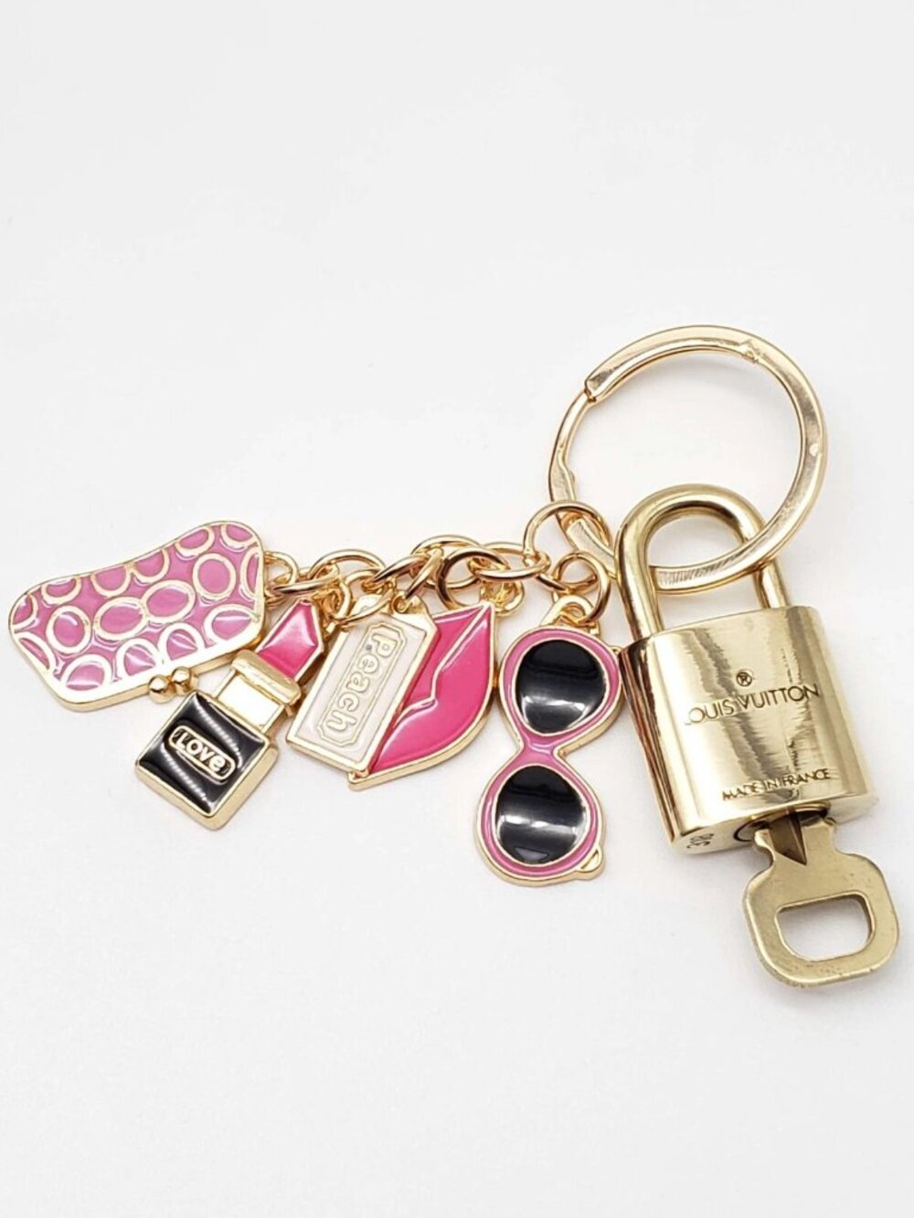 Louis Vuitton Gold Padlock Key 🔒 Authentic LV Charm + Unbranded Keychain - Picture 6 of 10